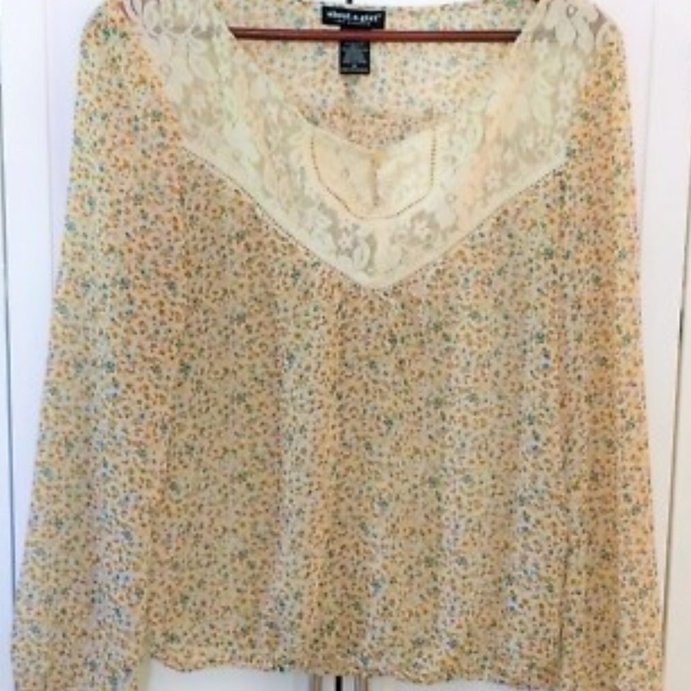Vince Camuto Tan and Cream Relaxed Embellished Blouse
